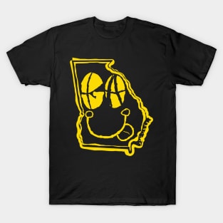 GA Eyes Georgia Grunge Smiling Face Yellow T-Shirt